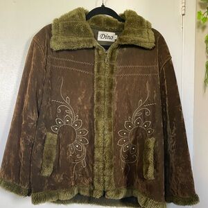 Y2K Dino Green Fur Coat